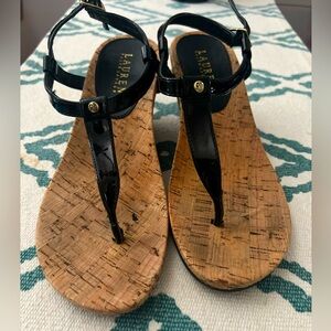 RALPH LAUREN Rosalia Wedge Sandals Size 7.5